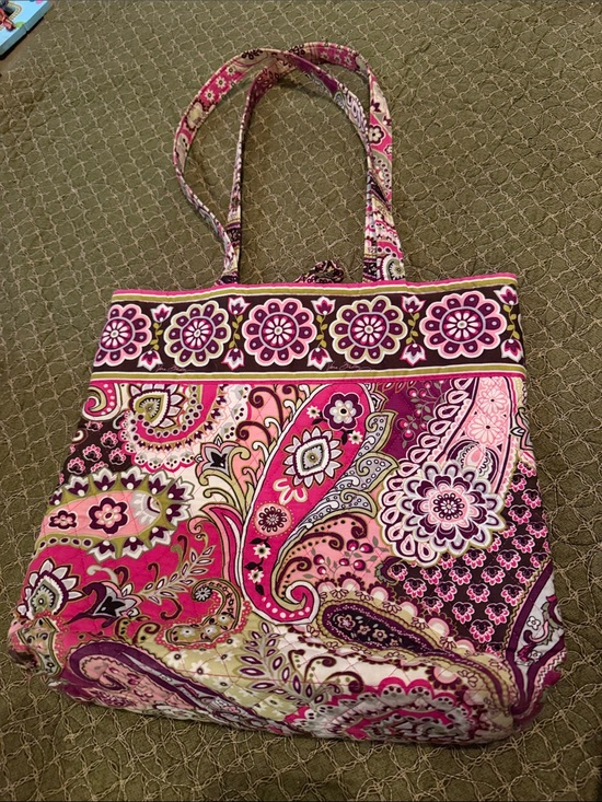 Vera Bradley Handbags - Vera Bradley Pink Paisley Quilted Tote with Floral Trim
